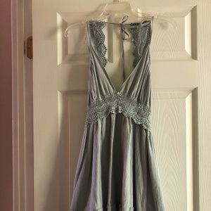 Dusty blue halter dress